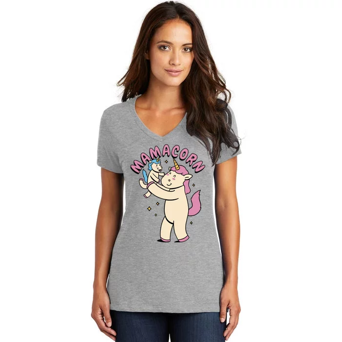 Mamacorn Unicorn Gift Women's V-Neck T-Shirt