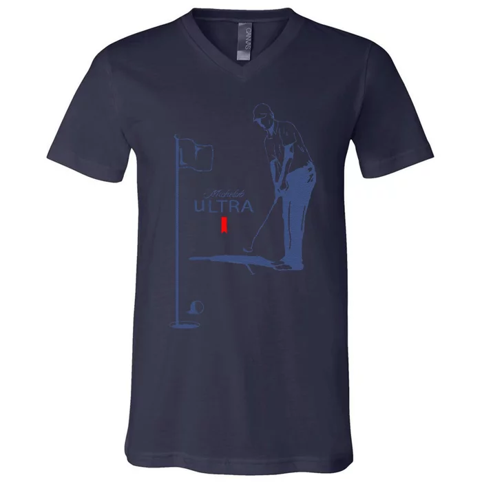 Michelob Ultra Golfing Dad  Beer Fatherhood V-Neck T-Shirt