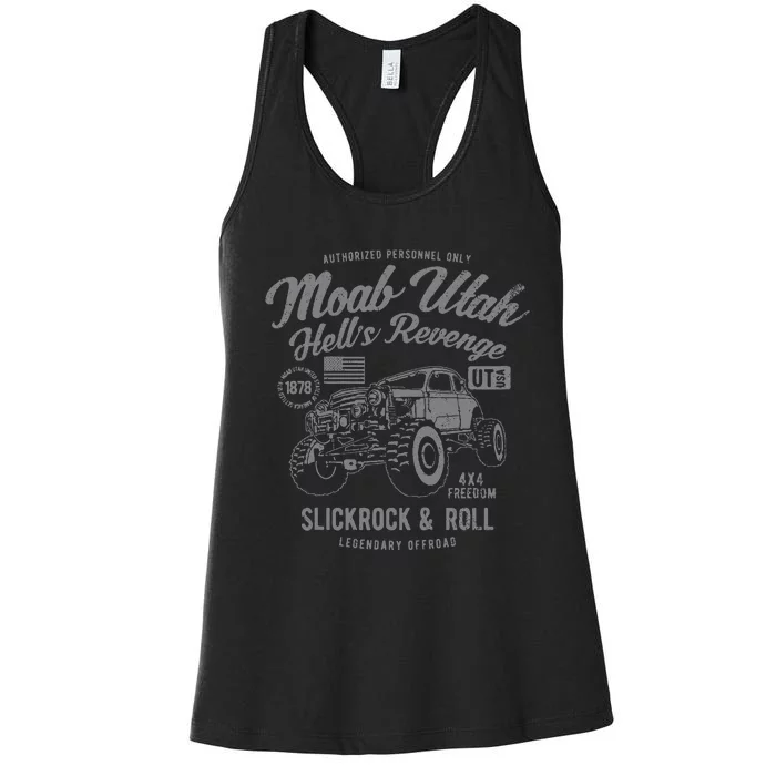 Moab Utah Hells Revenge 4x4 Vintage Distressed Style Design Women's Racerback Tank