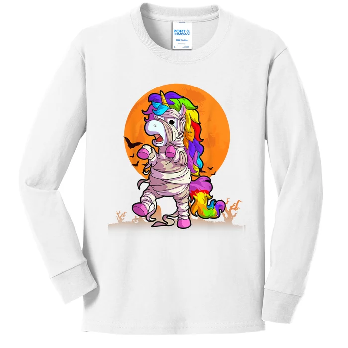 Mummy Unicorn Halloween Girls Unicorn Halloween Kids Long Sleeve Shirt