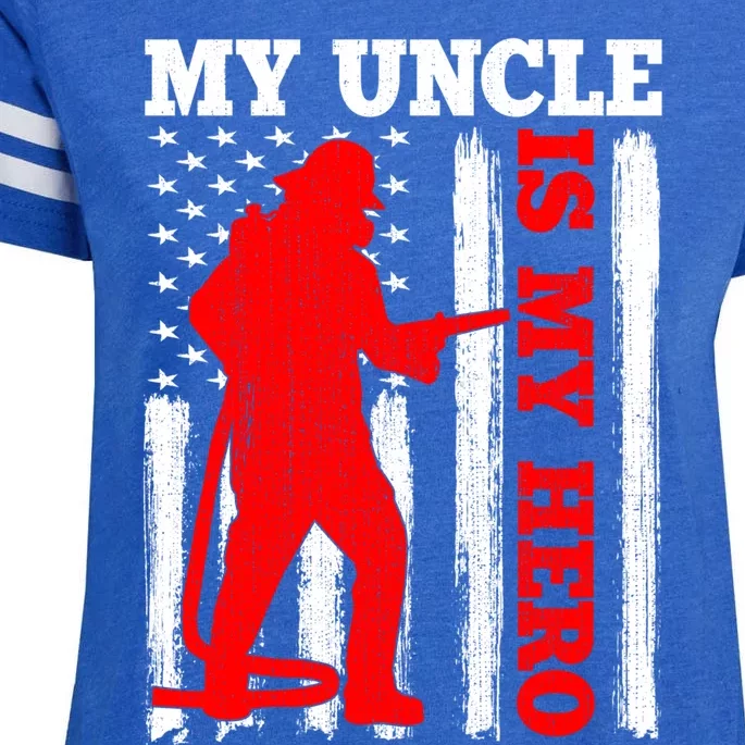 My Uncle Is My Hero Usa Flag Firefighter Fire Uncle Gift Enza Ladies Jersey Football T-Shirt