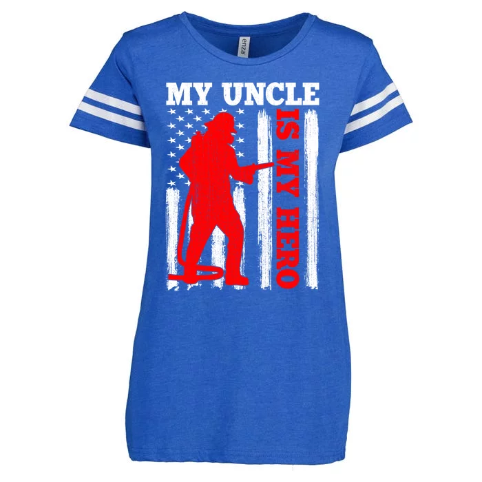 My Uncle Is My Hero Usa Flag Firefighter Fire Uncle Gift Enza Ladies Jersey Football T-Shirt