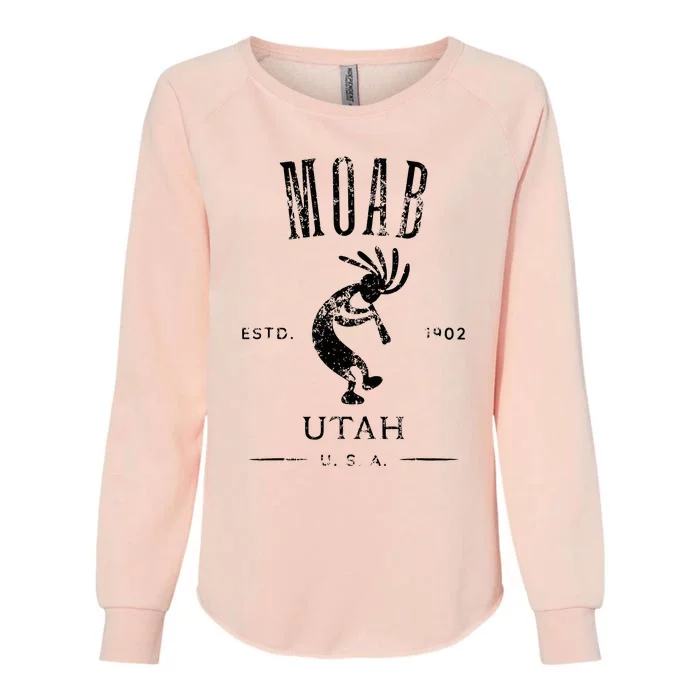 Moab Utah Kokopelli Souvenir Distressed Design Womens California Wash Sweatshirt