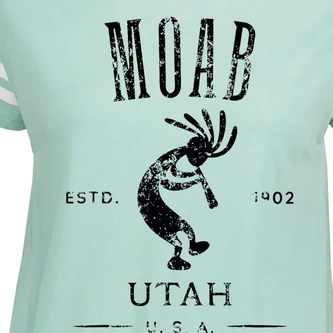 Moab Utah Kokopelli Souvenir Distressed Design Enza Ladies Jersey Football T-Shirt