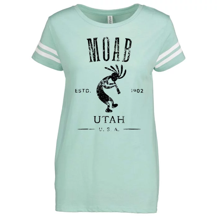 Moab Utah Kokopelli Souvenir Distressed Design Enza Ladies Jersey Football T-Shirt