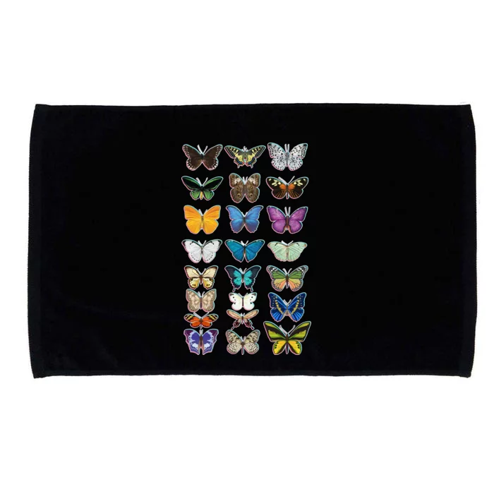 Multi Butterflies Botanical Species Microfiber Hand Towel