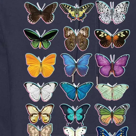 Multi Butterflies Botanical Species Premium Hoodie