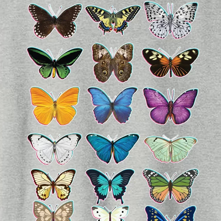 Multi Butterflies Botanical Species Women's Crop Top Tee