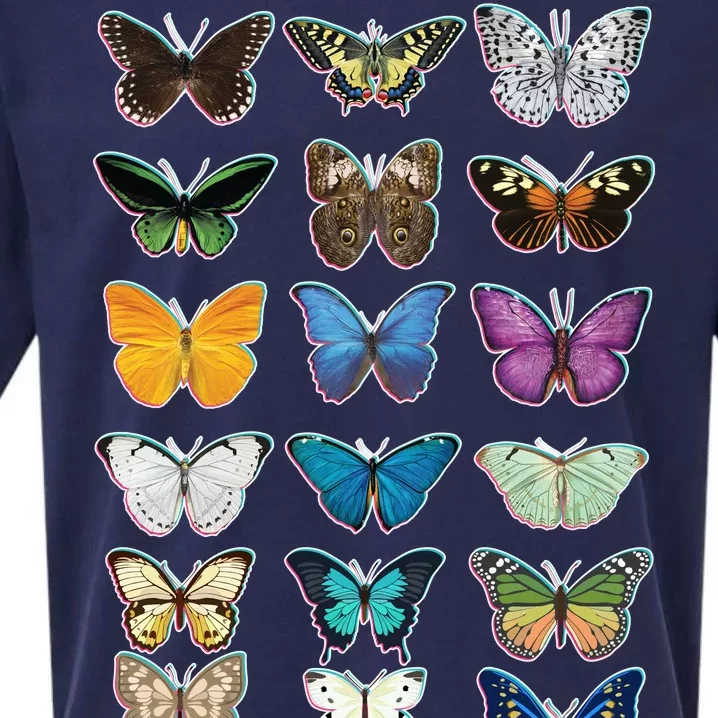 Multi Butterflies Botanical Species Sueded Cloud Jersey T-Shirt