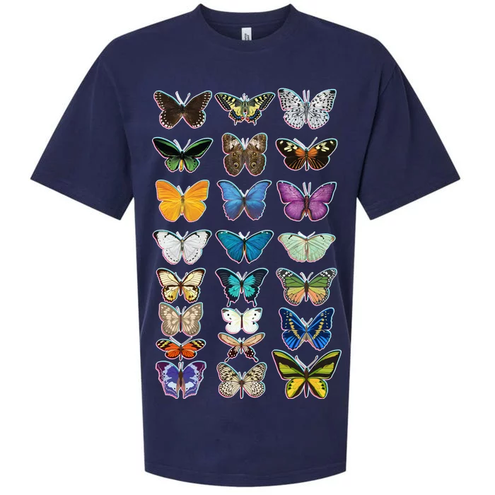 Multi Butterflies Botanical Species Sueded Cloud Jersey T-Shirt