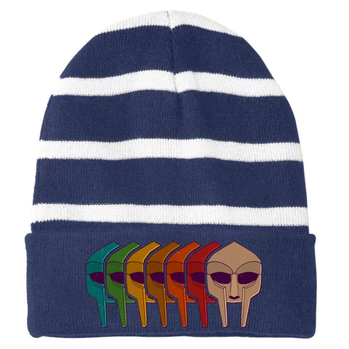 Multi Color MF DOOM Masks Striped Beanie with Solid Band