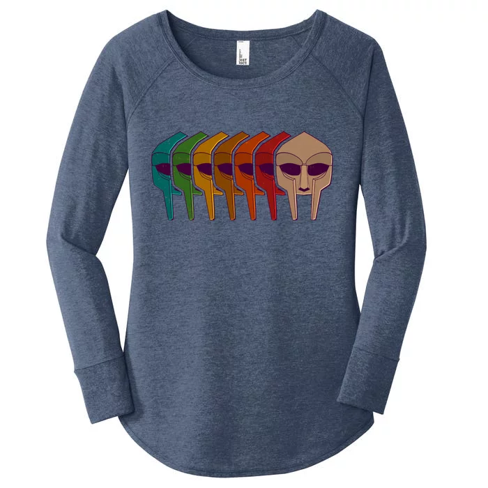 Multi Color MF DOOM Masks Women's Perfect Tri Tunic Long Sleeve Shirt