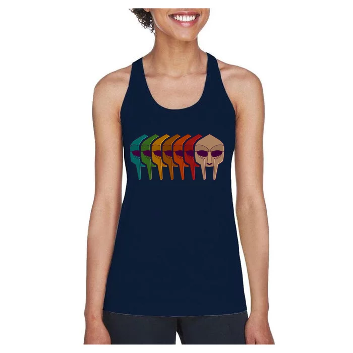 Multi Color MF DOOM Masks Women's Racerback Tank