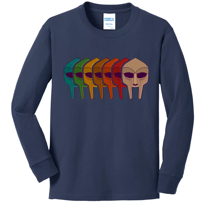 Multi Color MF DOOM Masks Kids Long Sleeve Shirt