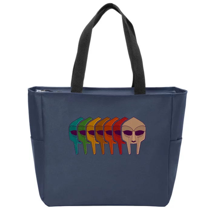 Multi Color MF DOOM Masks Zip Tote Bag