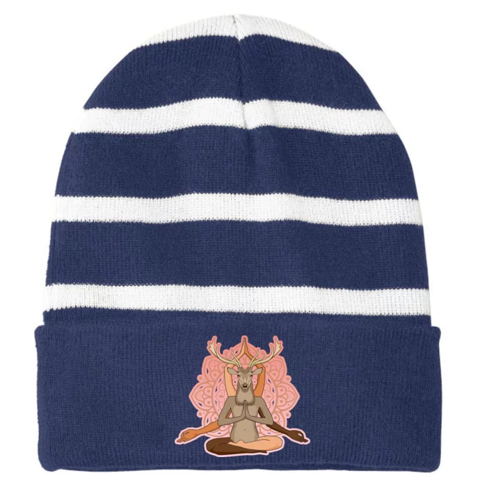 Multi-Ethnic Unity Yoga Deer Striped Beanie with Solid Band