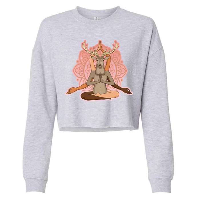 Multi-Ethnic Unity Yoga Deer Cropped Pullover Crew