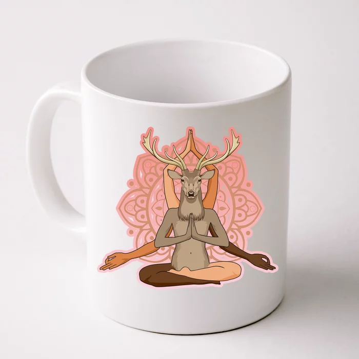 Multi-Ethnic Unity Yoga Deer Front & Back Coffee Mug