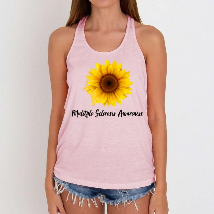 Multiple Sclerosis Awareness Sunflower Women's Knotted Racerback Tank