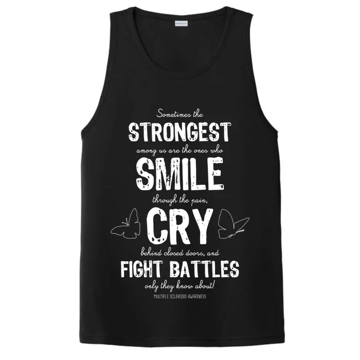 Multiple Sclerosis MS Awareness Fight Battles Quote Performance Tank