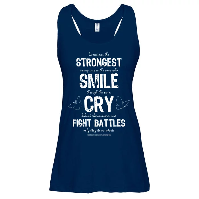 Multiple Sclerosis MS Awareness Fight Battles Quote Ladies Essential Flowy Tank