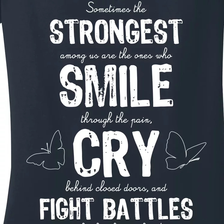 Multiple Sclerosis MS Awareness Fight Battles Quote Women's V-Neck T-Shirt