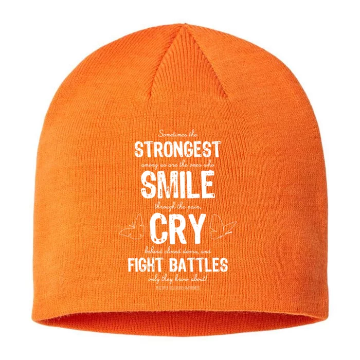 Multiple Sclerosis MS Awareness Fight Battles Quote 8 1/2in Sustainable Knit Beanie