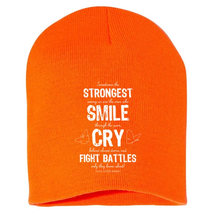 Multiple Sclerosis MS Awareness Fight Battles Quote Short Acrylic Beanie