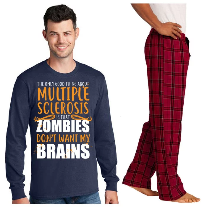 Multiple Sclerosis Zombie Don't Want My Brains Long Sleeve Pajama Set