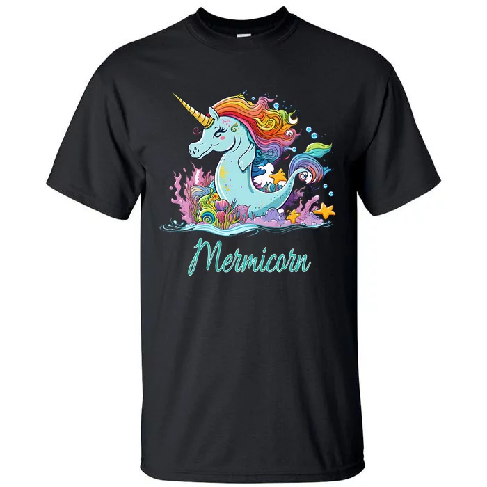 Mermaid Unicorn, Mermicorn Ocean Starfish Coral Tall T-Shirt