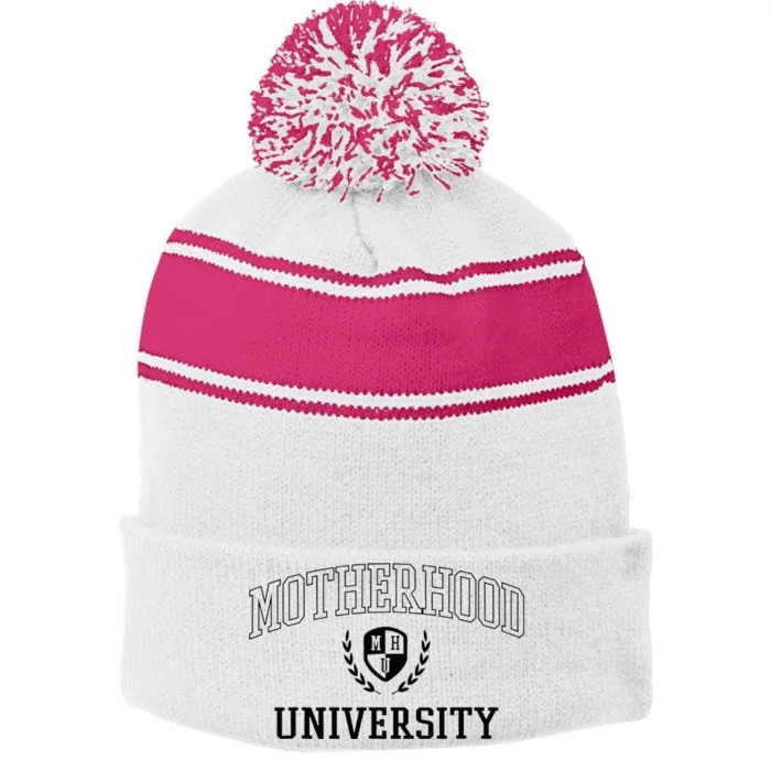 Motherhood University Motherhood Of University Stripe Pom Pom Beanie