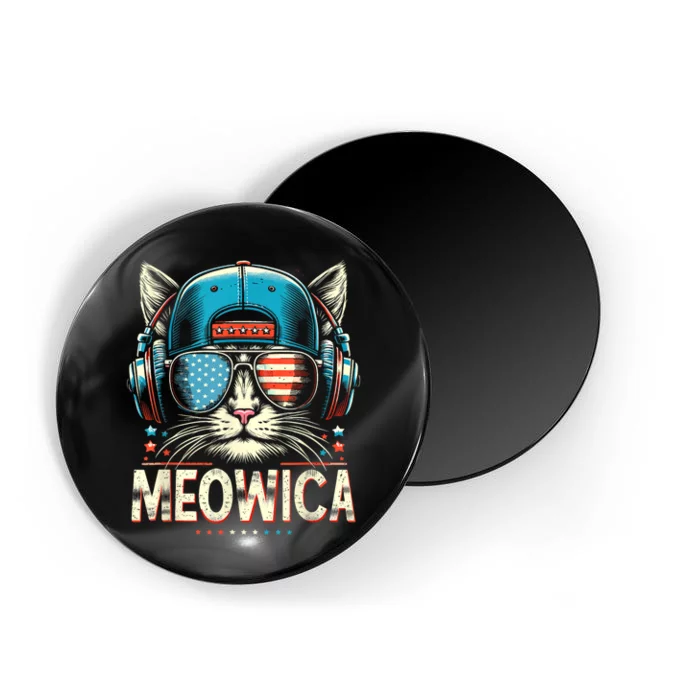 Meowica Usa Merica Cat 4th Of July Funny Patriotic Magnet