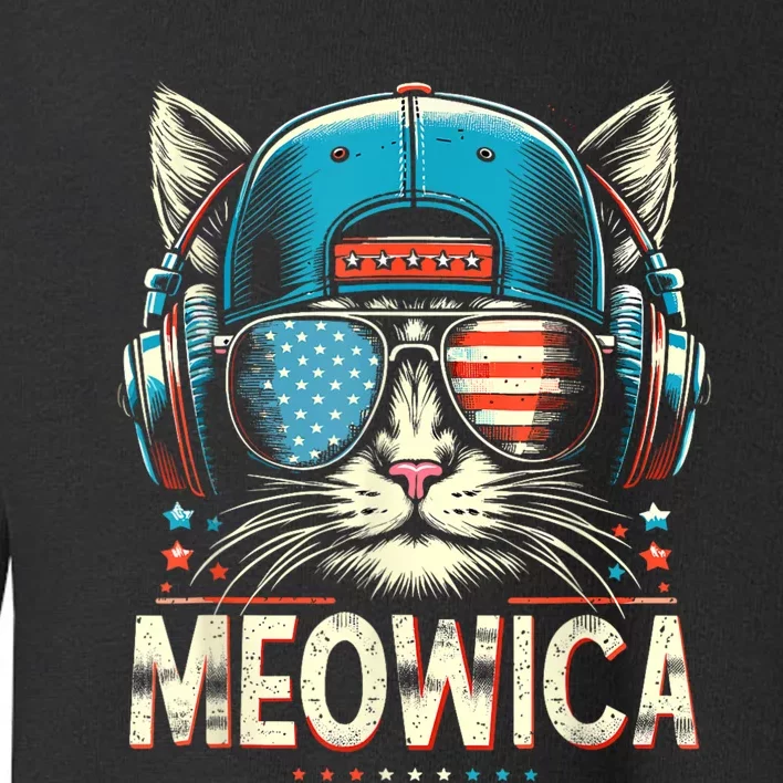 Meowica Usa Merica Cat 4th Of July Funny Patriotic Toddler Sweatshirt