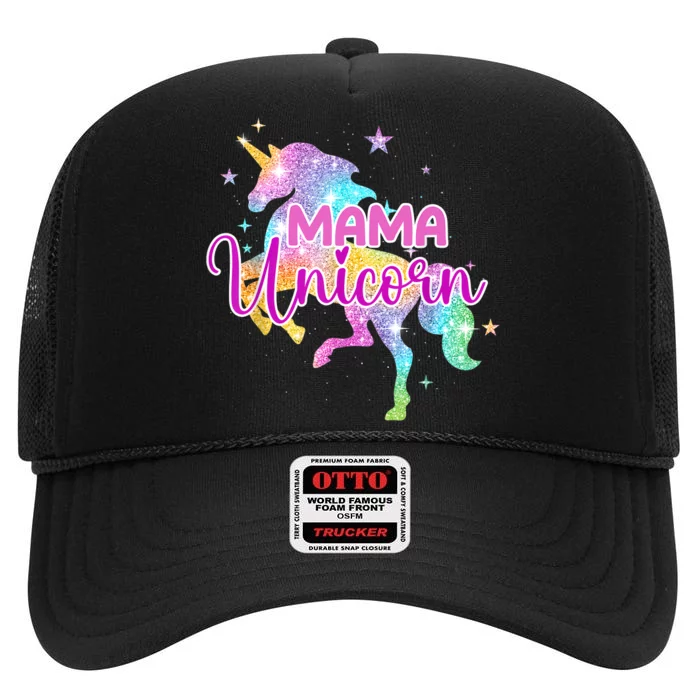 Mama Unicorn Mythical Animal Fantasy Creature Magical High Crown Mesh Trucker Hat