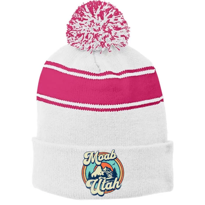 Moab Utah Stripe Pom Pom Beanie