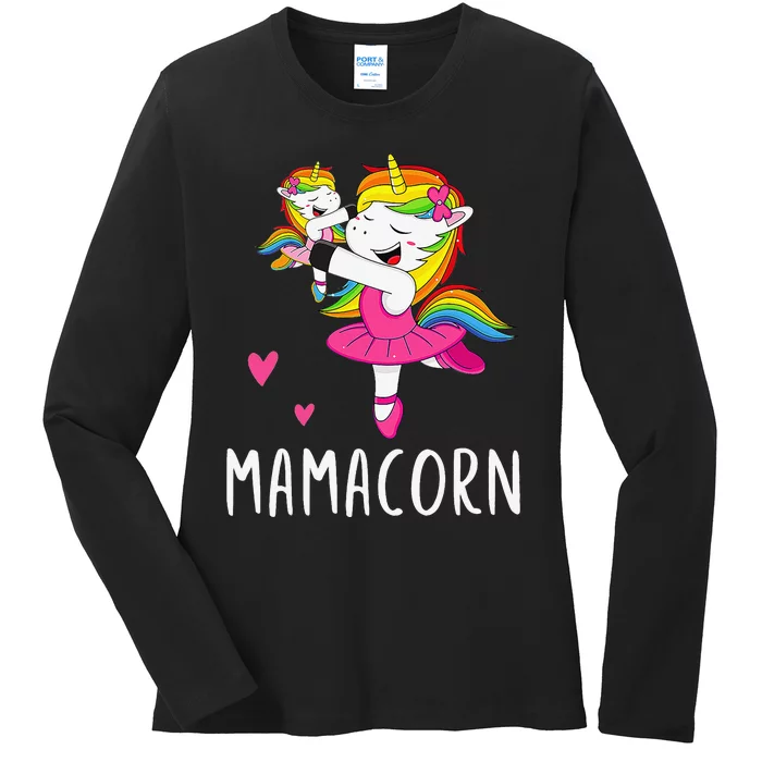 Mamacorn Unicorn Mama Ballerina Mother's Day Ladies Long Sleeve Shirt