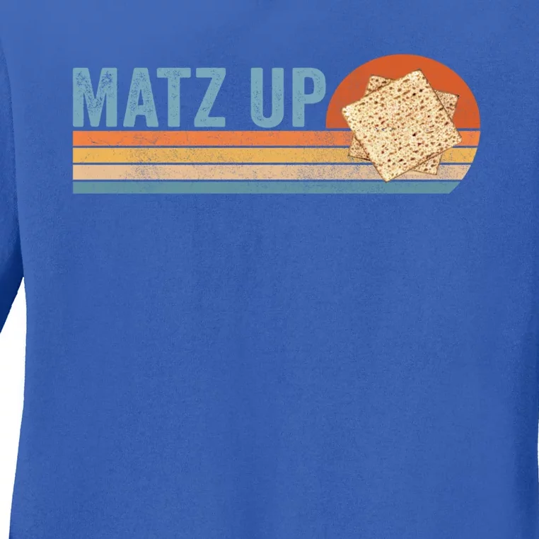 Matz Up Matzo Slang Wassup What's Up Wuzzup Funny Passover Gift Ladies Long Sleeve Shirt