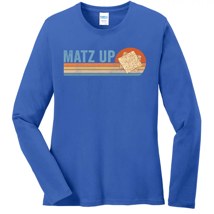 Matz Up Matzo Slang Wassup What's Up Wuzzup Funny Passover Gift Ladies Long Sleeve Shirt