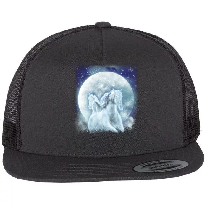 Mystic Unicorn Moon Flat Bill Trucker Hat