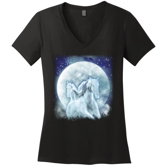 Mystic Unicorn Moon Women's V-Neck T-Shirt