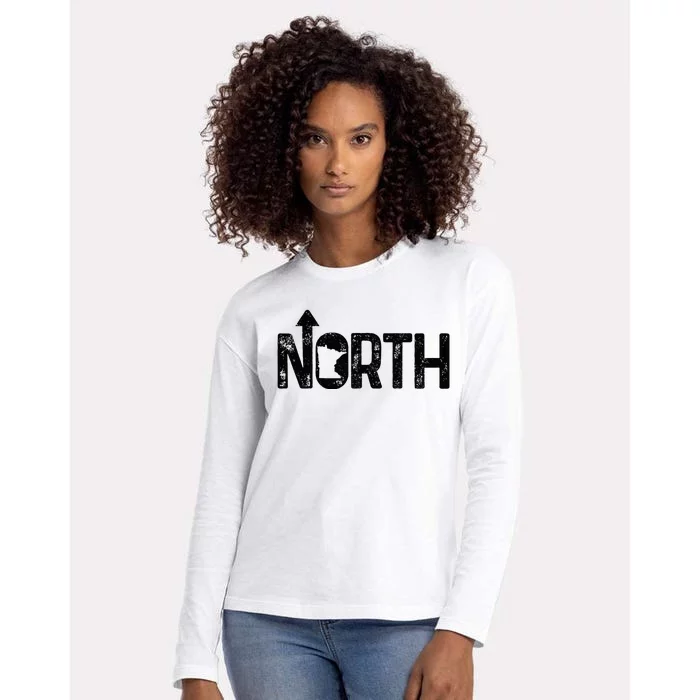 Minnesota Up North State Map Pride Gift Womens Cotton Relaxed Long Sleeve T-Shirt