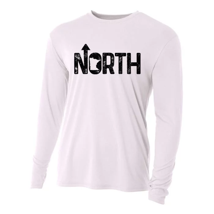 Minnesota Up North State Map Pride Gift Cooling Performance Long Sleeve Crew