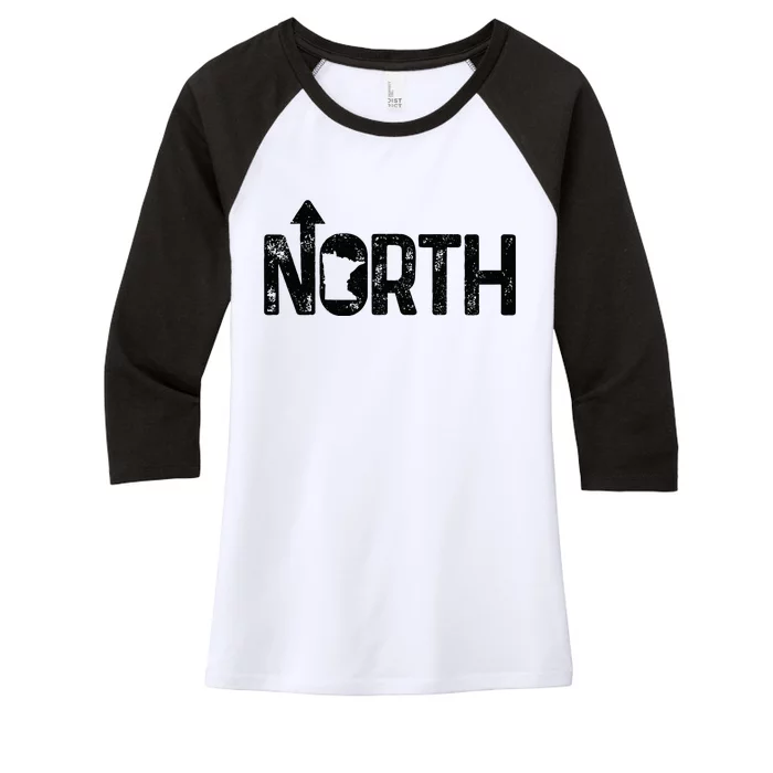 Minnesota Up North State Map Pride Gift Women's Tri-Blend 3/4-Sleeve Raglan Shirt