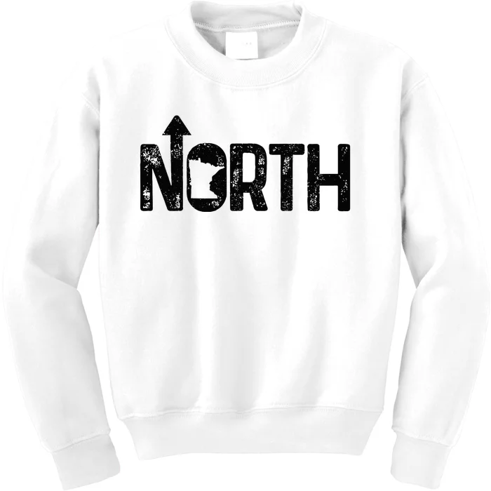 Minnesota Up North State Map Pride Kids Sweatshirt