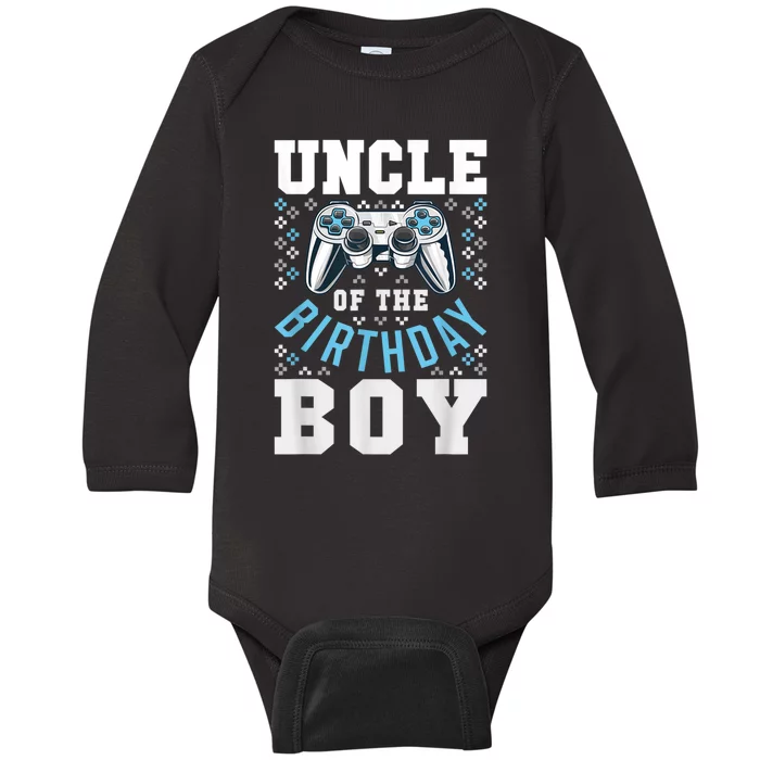 Men Uncle Of The Birthday Boy Matching Video Gamer Birthday Baby Long Sleeve Bodysuit