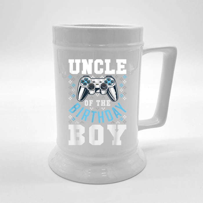 Men Uncle Of The Birthday Boy Matching Video Gamer Birthday Front & Back Beer Stein