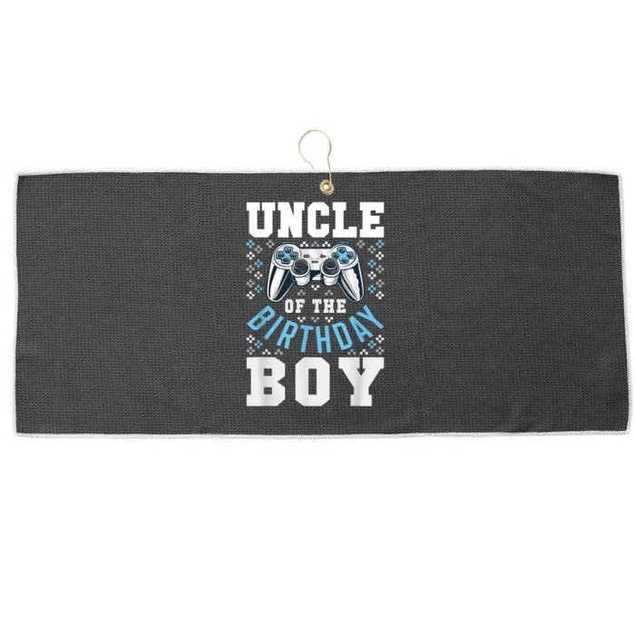 Men Uncle Of The Birthday Boy Matching Video Gamer Birthday Large Microfiber Waffle Golf Towel