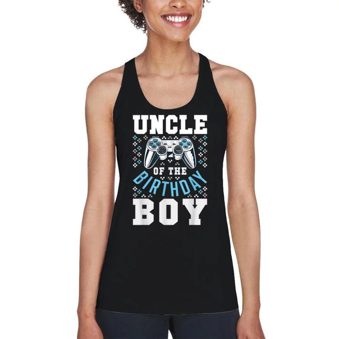 Men Uncle Of The Birthday Boy Matching Video Gamer Birthday Women's Racerback Tank