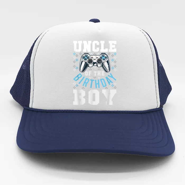 Men Uncle Of The Birthday Boy Matching Video Gamer Birthday Trucker Hat