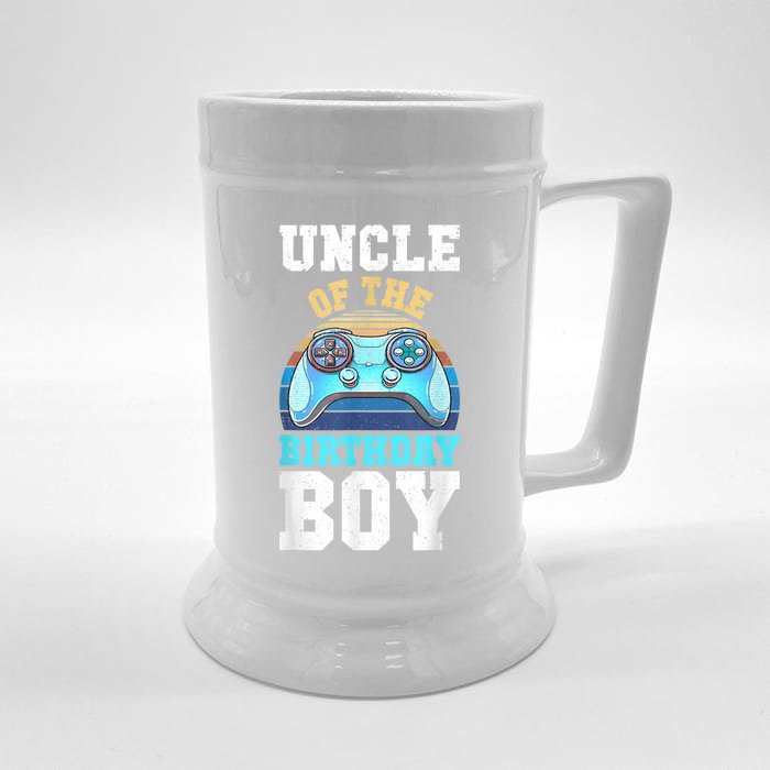 Men Uncle Of The Birthday Boy Matching Video Gamer Birthday Front & Back Beer Stein